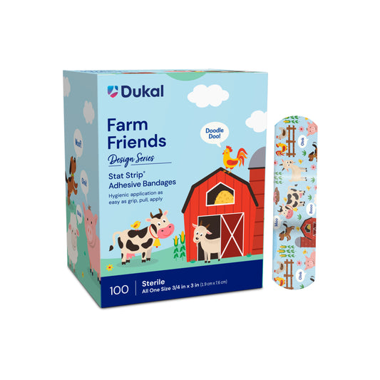 Farm Friends 3/4” x 3” Stat Strip® Adhesive Bandages