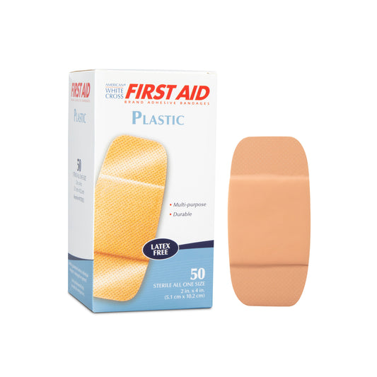 AWC - Plastic Adhesive Strips, Sterile, 2" x 4"