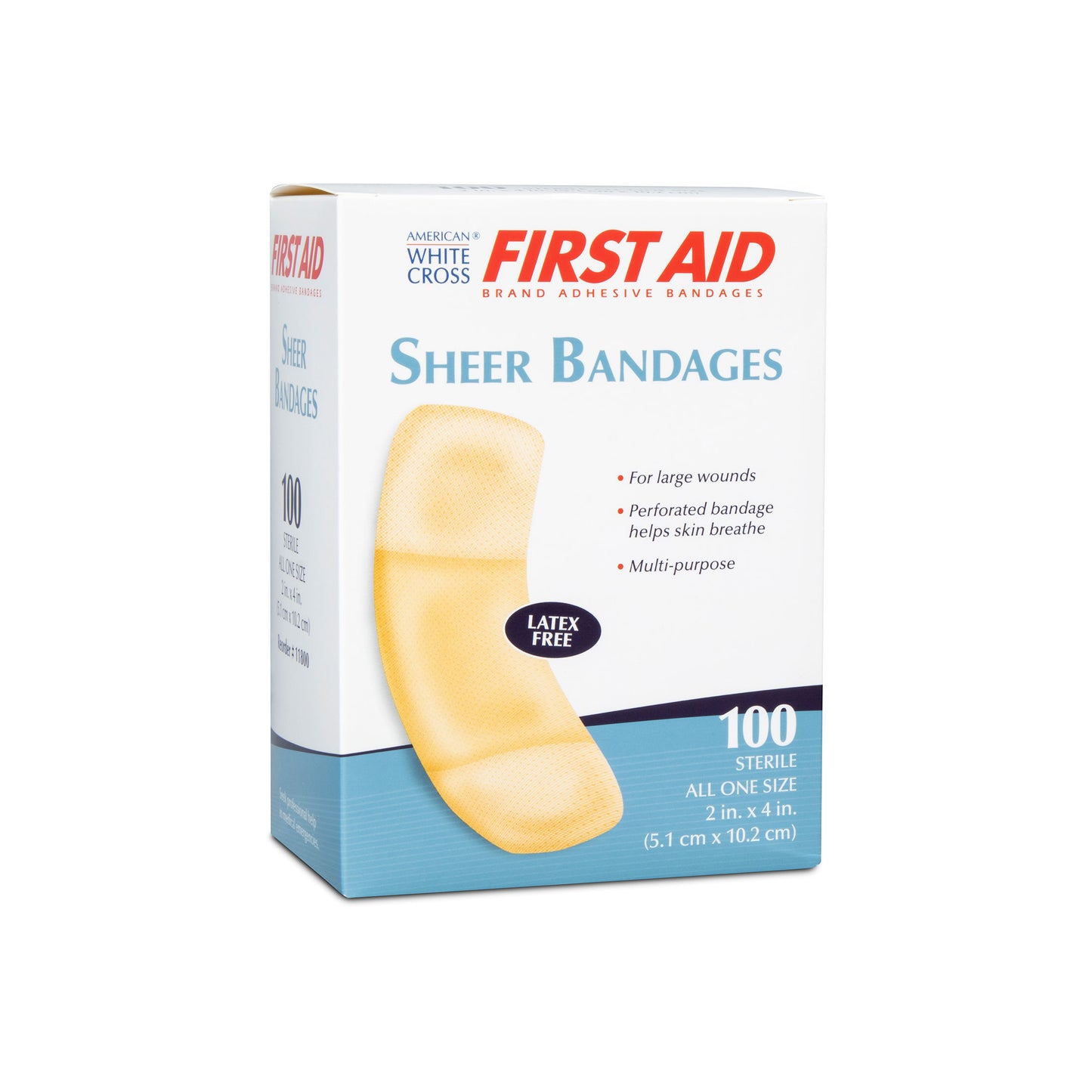 Sheer Adhesive Strips, Sterile, 2" x 4", Bulk