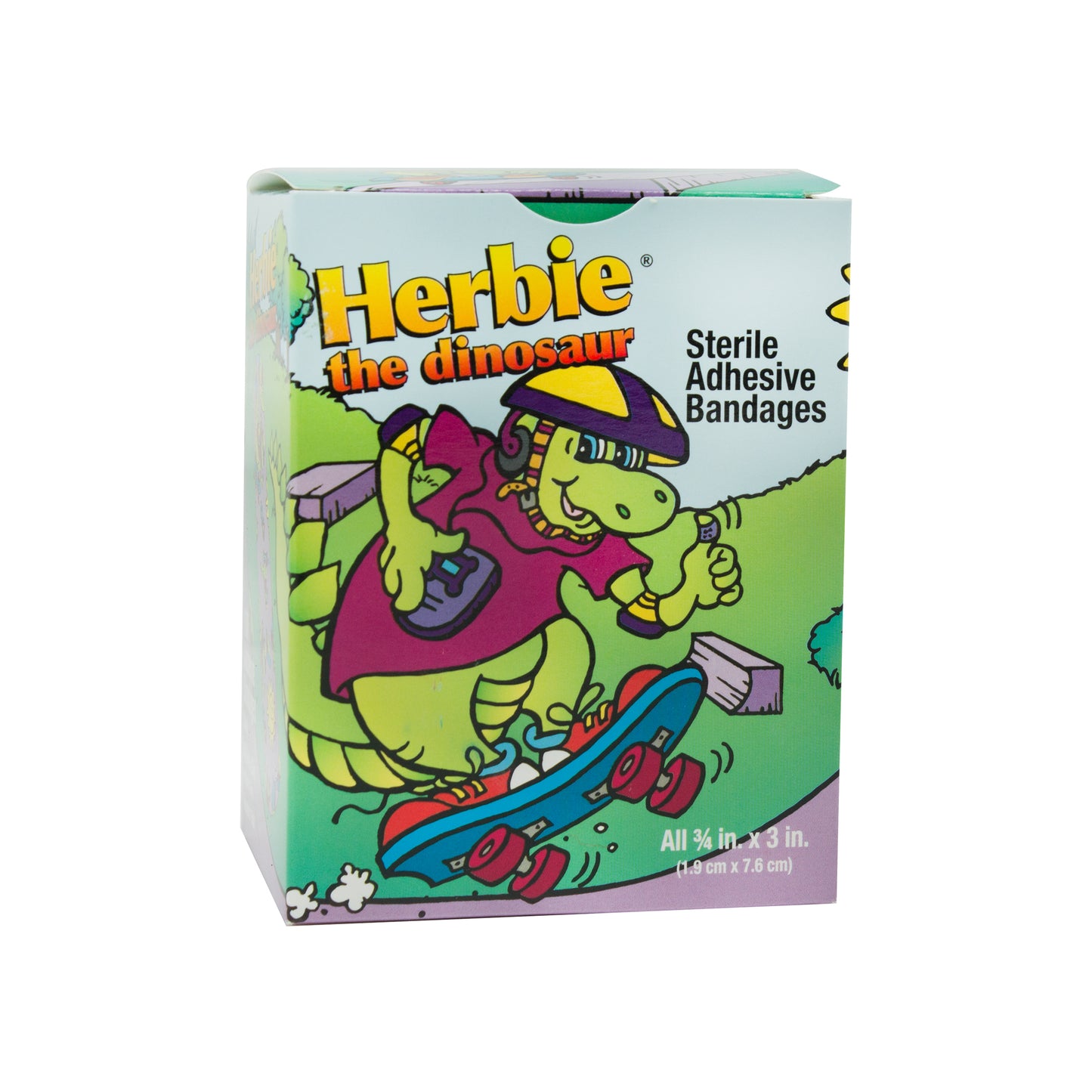 Designer Adhesive Bandages, Sterile, Herbie® the Dinosaur, 3/4" x 3"
