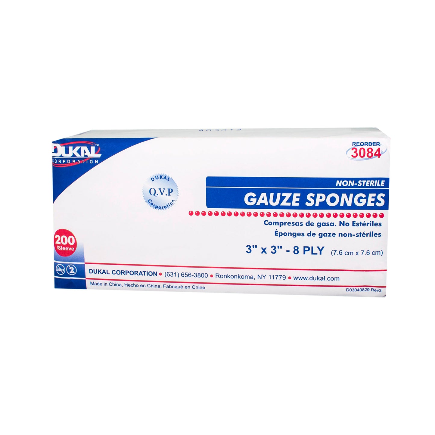 Non-Sterile, Gauze Sponge, 3" x 3", 8-ply