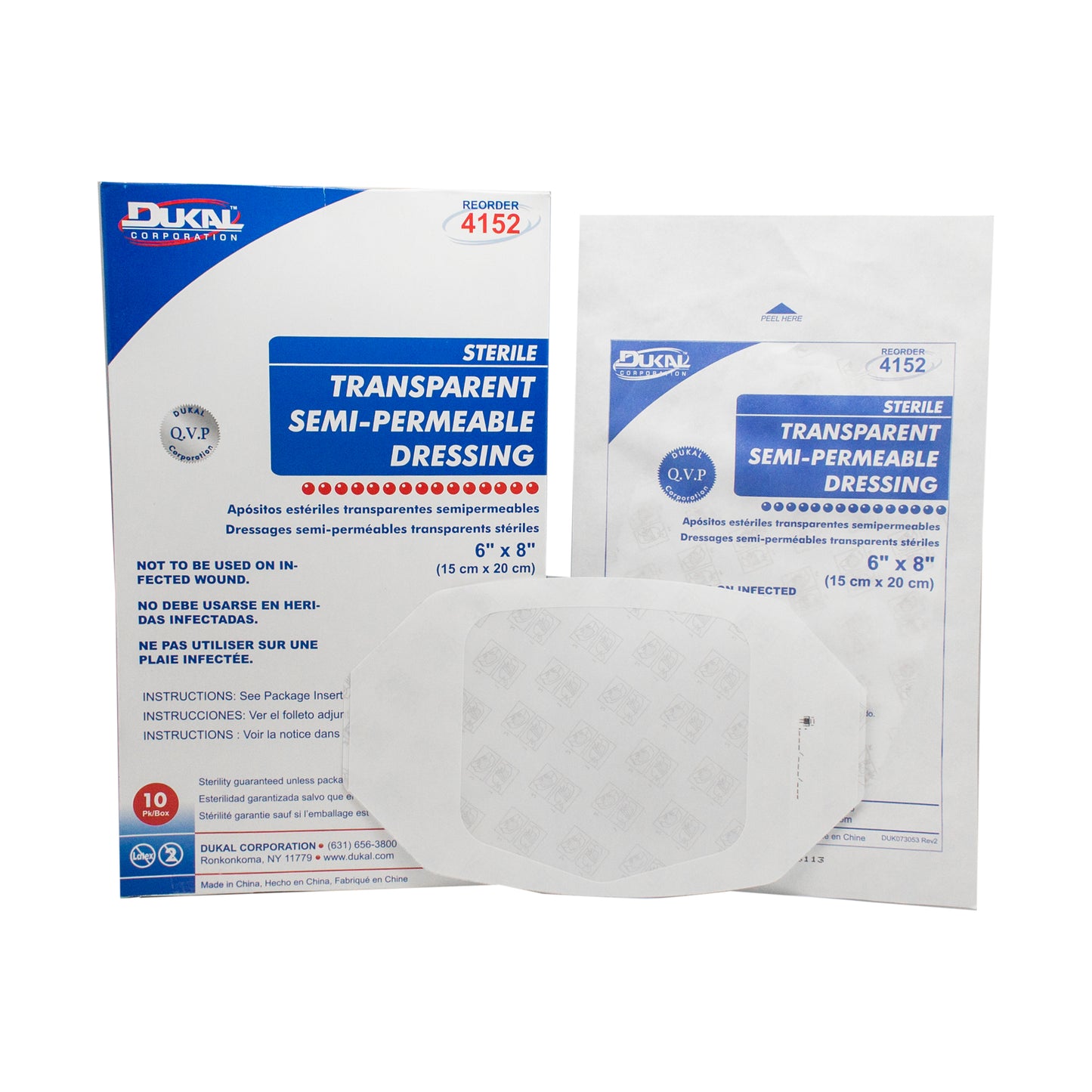Sterile, Semi-Permeable Dressing, 6" x 8"