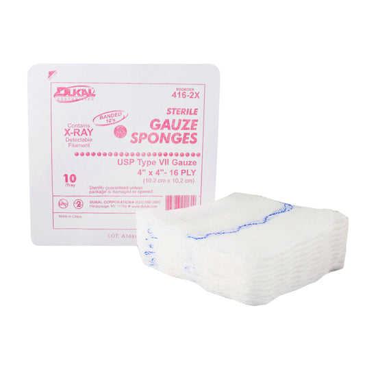 Sterile, Gauze, X-Ray Detectable, 4" x 4", 16-ply