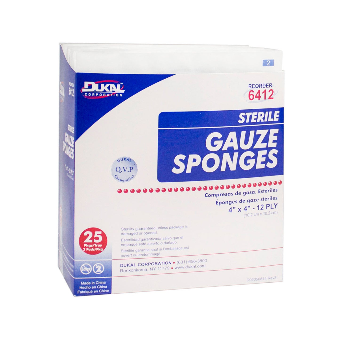 Sterile, Gauze Sponge, 4" x 4", 12-ply