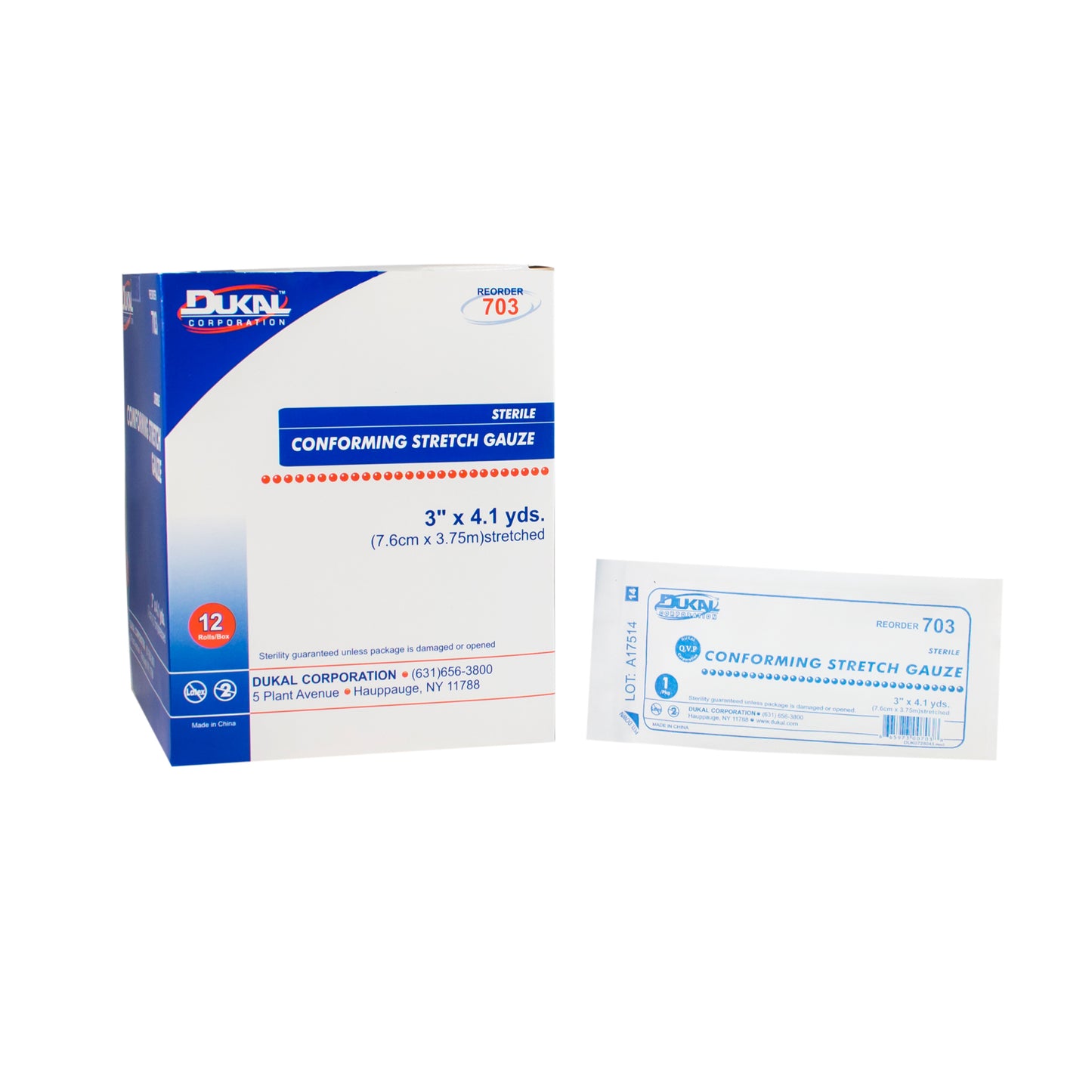 Dukal - Conforming Stretch Gauze 3" x 4.1 yd, Sterile
