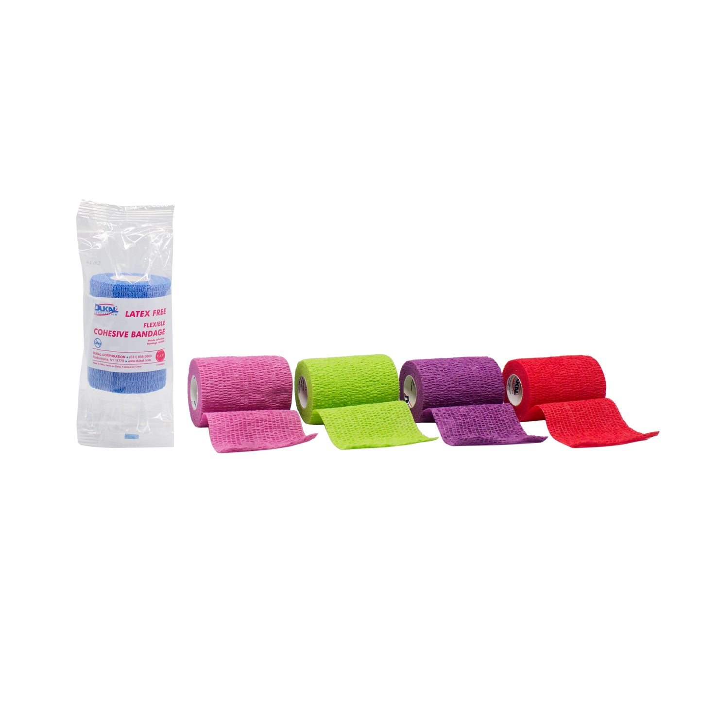 Dukal - Latex-Free Cohesive Bandage, Assorted, 3"
