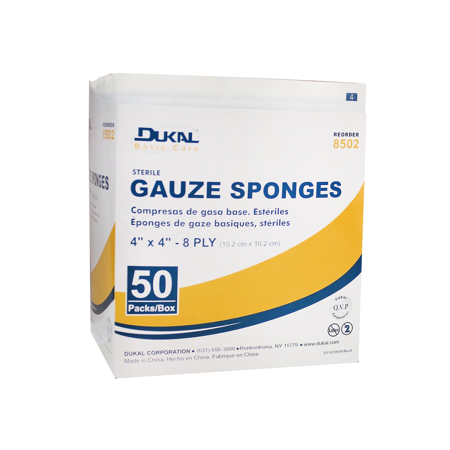 Sterile, Basic Care Gauze Sponge, 4" x 4", 8-ply