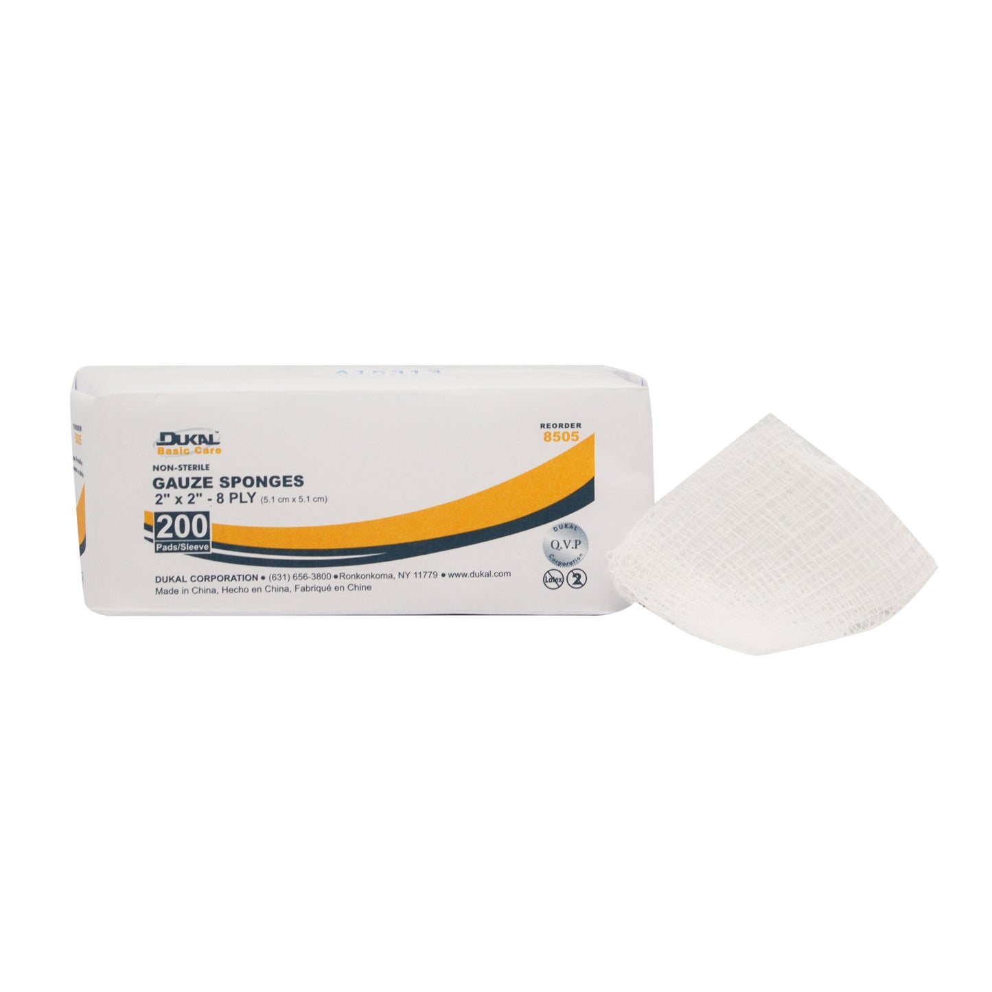 Non-Sterile, Basic Care Gauze Sponge, 2" x 2", 8-ply