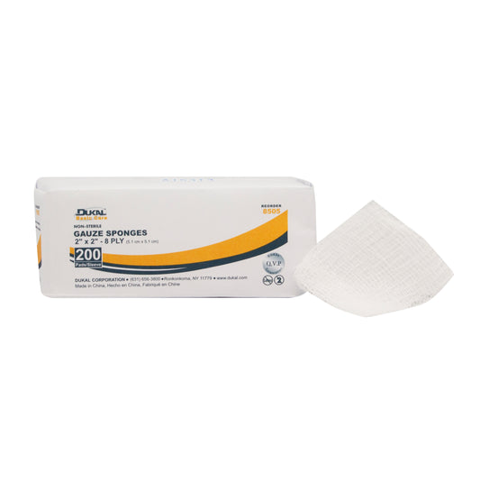 Non-Sterile, Basic Care Gauze Sponge, 2" x 2", 8-ply