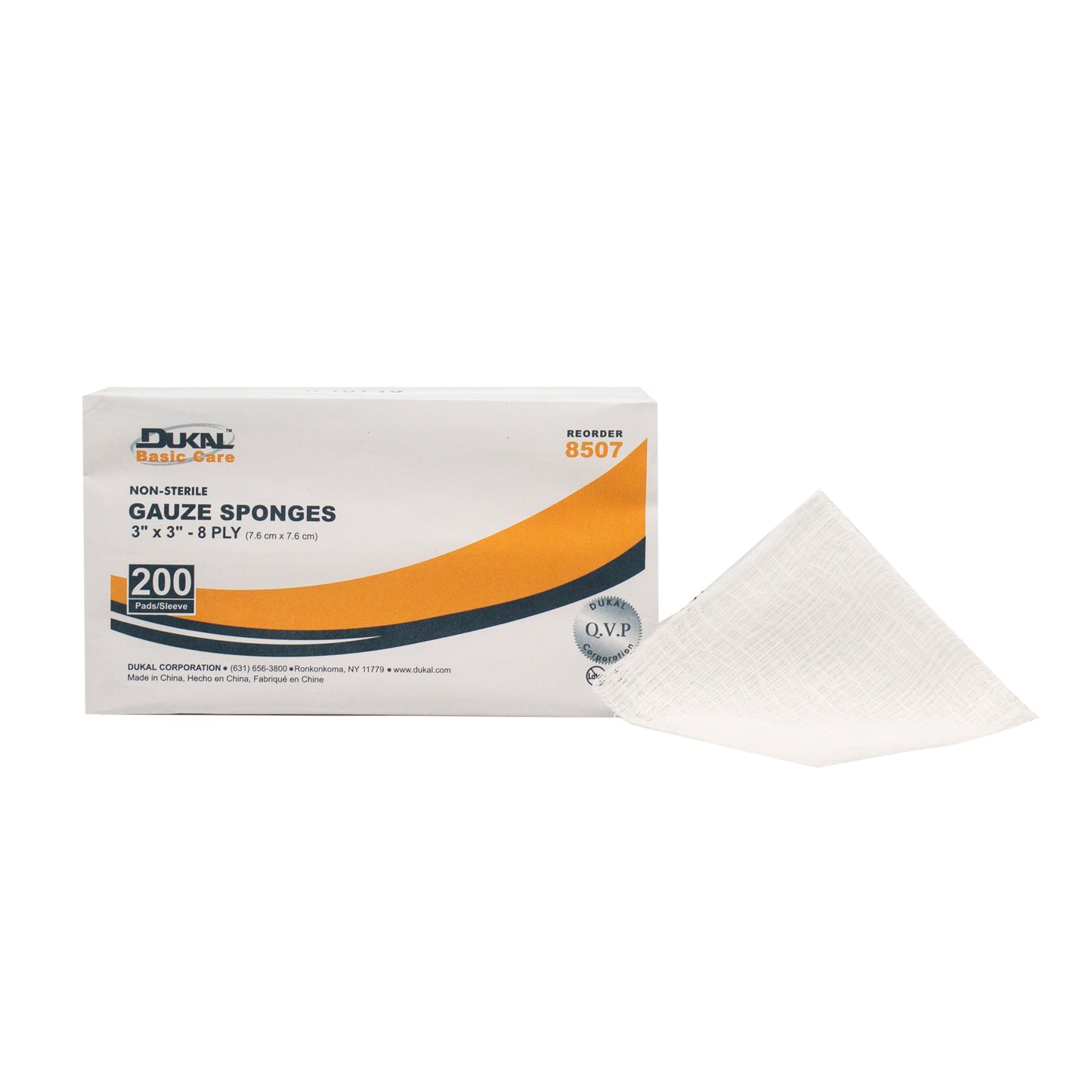 Non-Sterile, Basic Care Gauze Sponge, 3" x 3", 8-ply