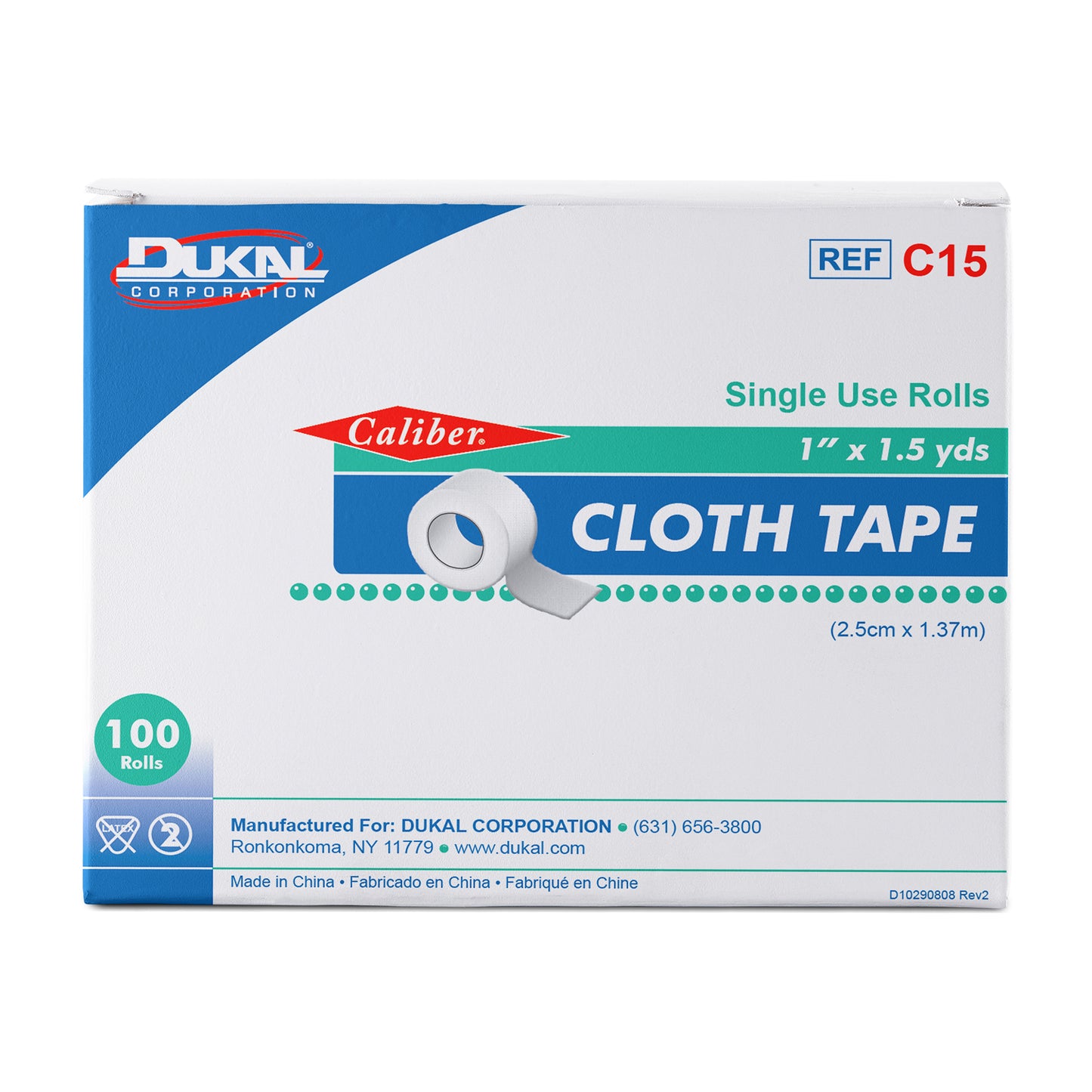 Dukal - Non-Sterile Paper Core Cloth Tape Roll, 1" x 1.5yd