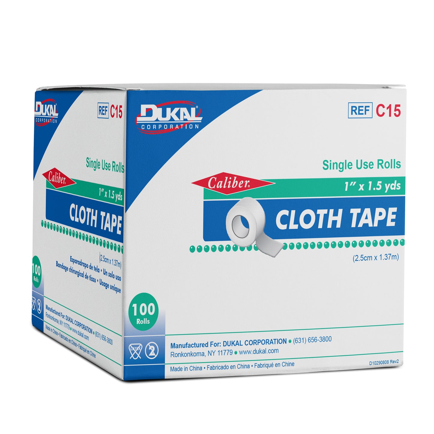 Dukal - Non-Sterile Paper Core Cloth Tape Roll, 1" x 1.5yd