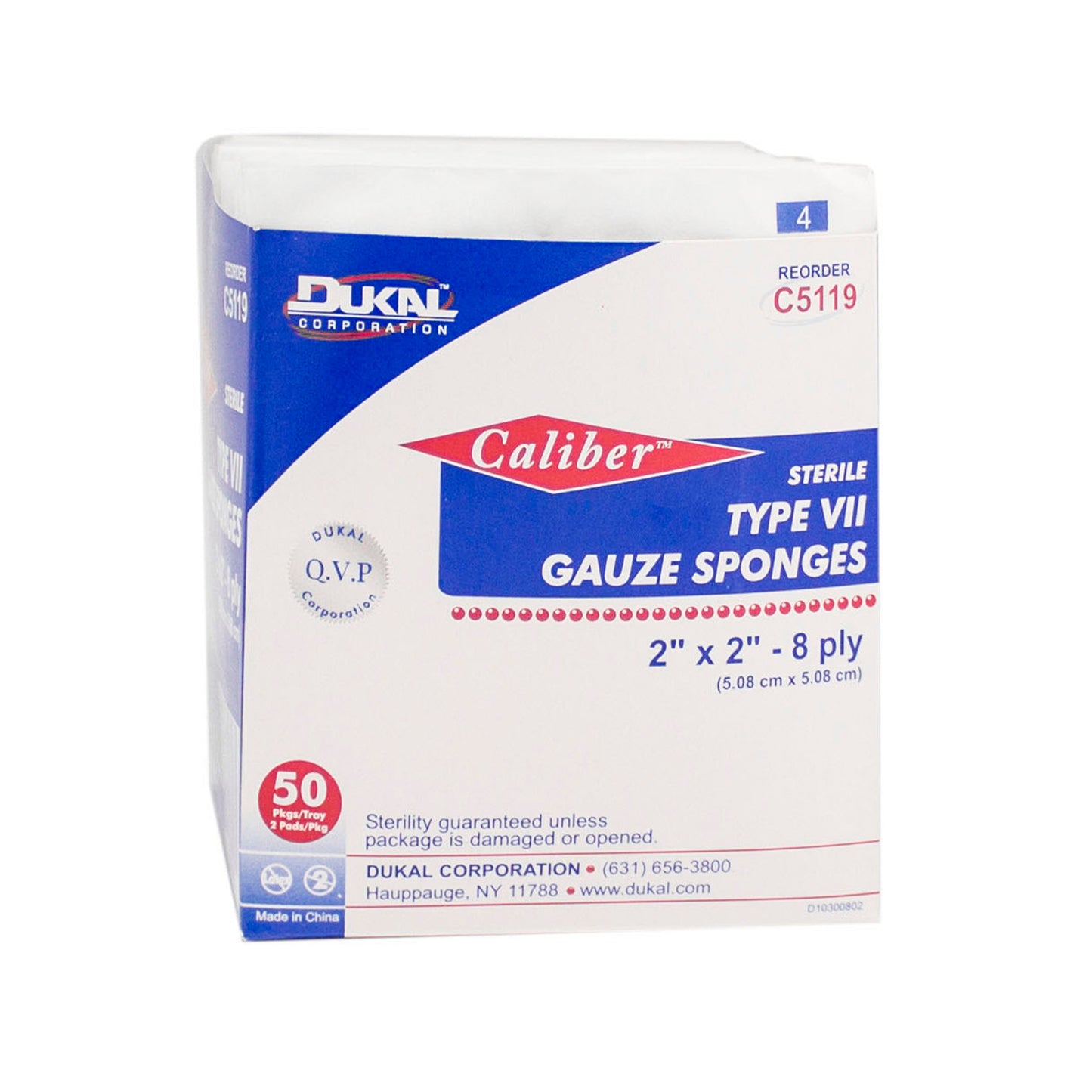 Type VII Gauze, Sterile, 2" x 2", 8-ply