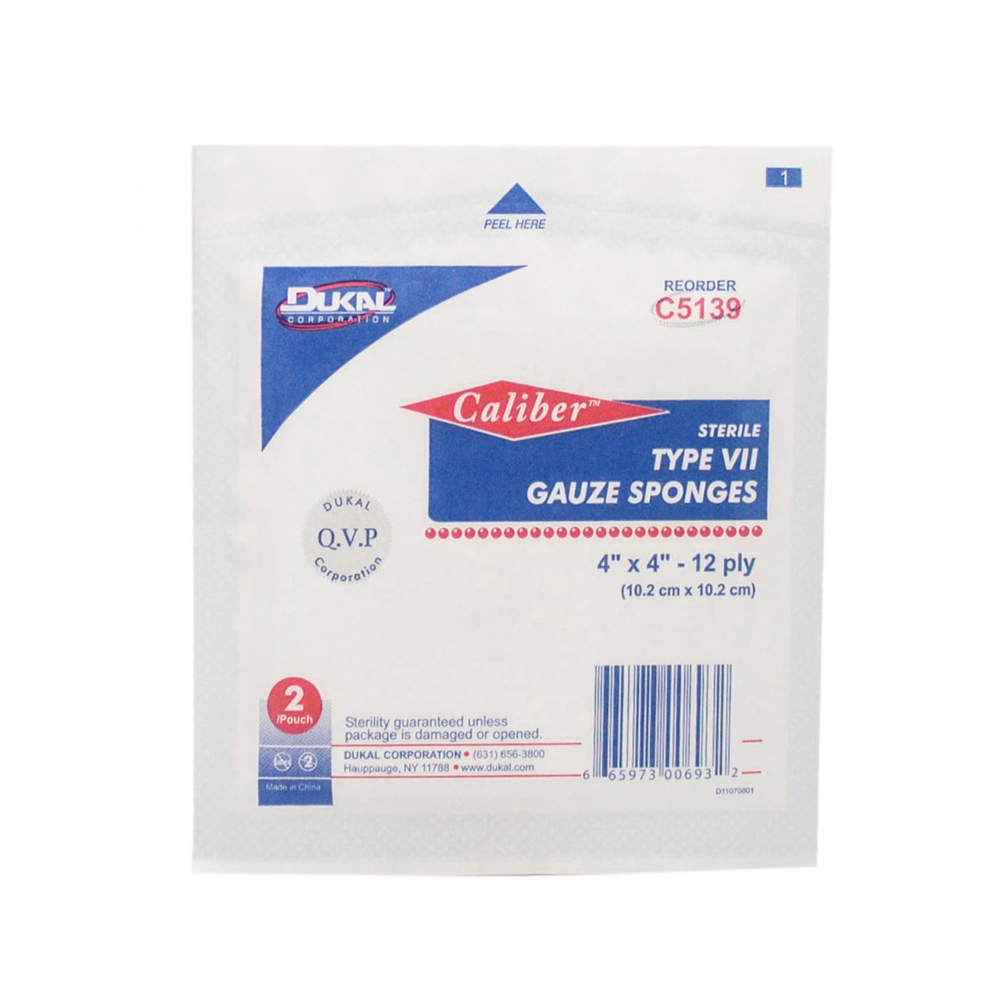 Type VII Gauze, Sterile, 4" x 4", 12-ply