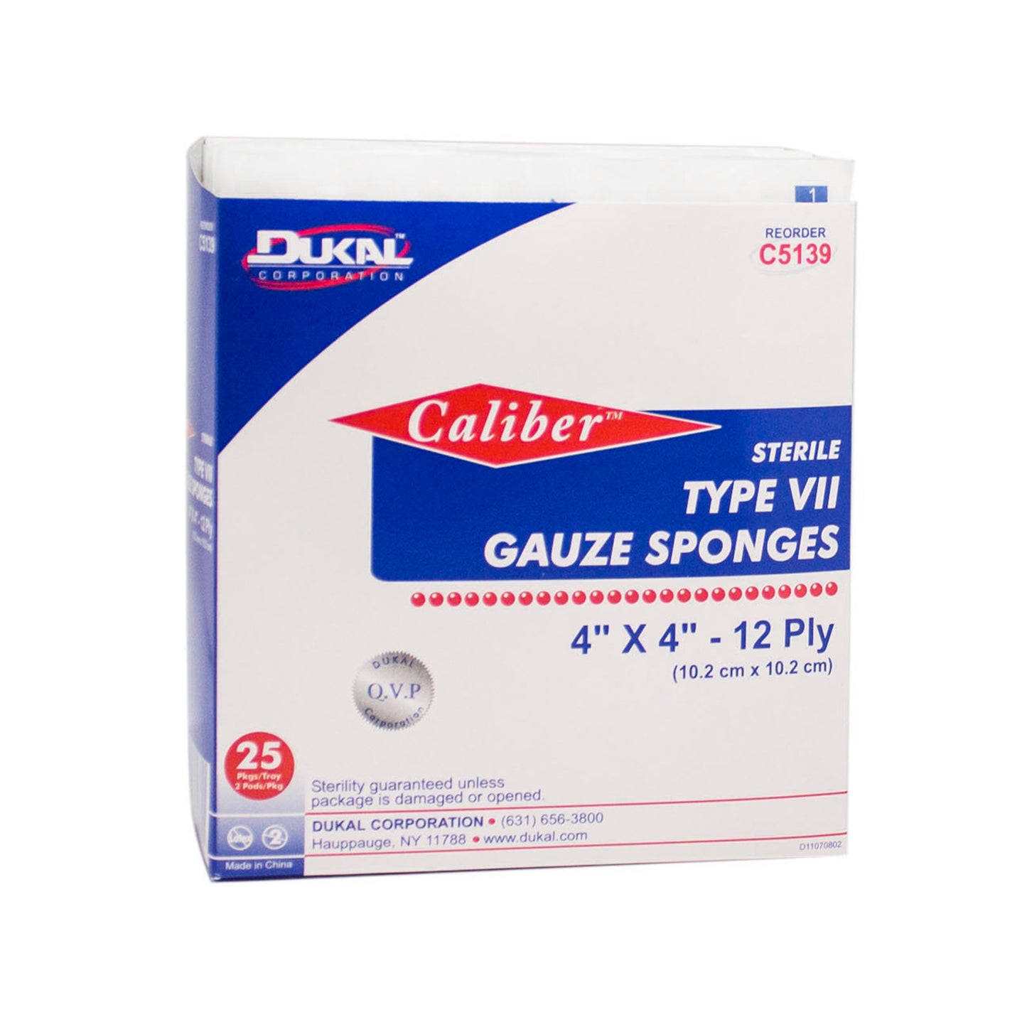 Type VII Gauze, Sterile, 4" x 4", 12-ply