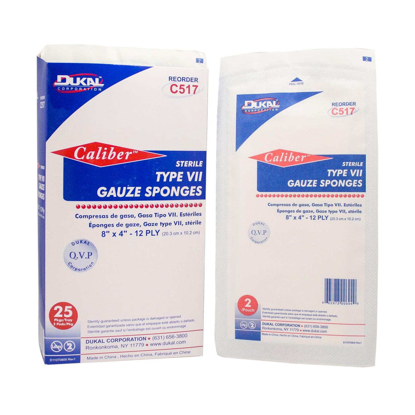 Type VII Gauze, Sterile, 8" x 4", 12-ply