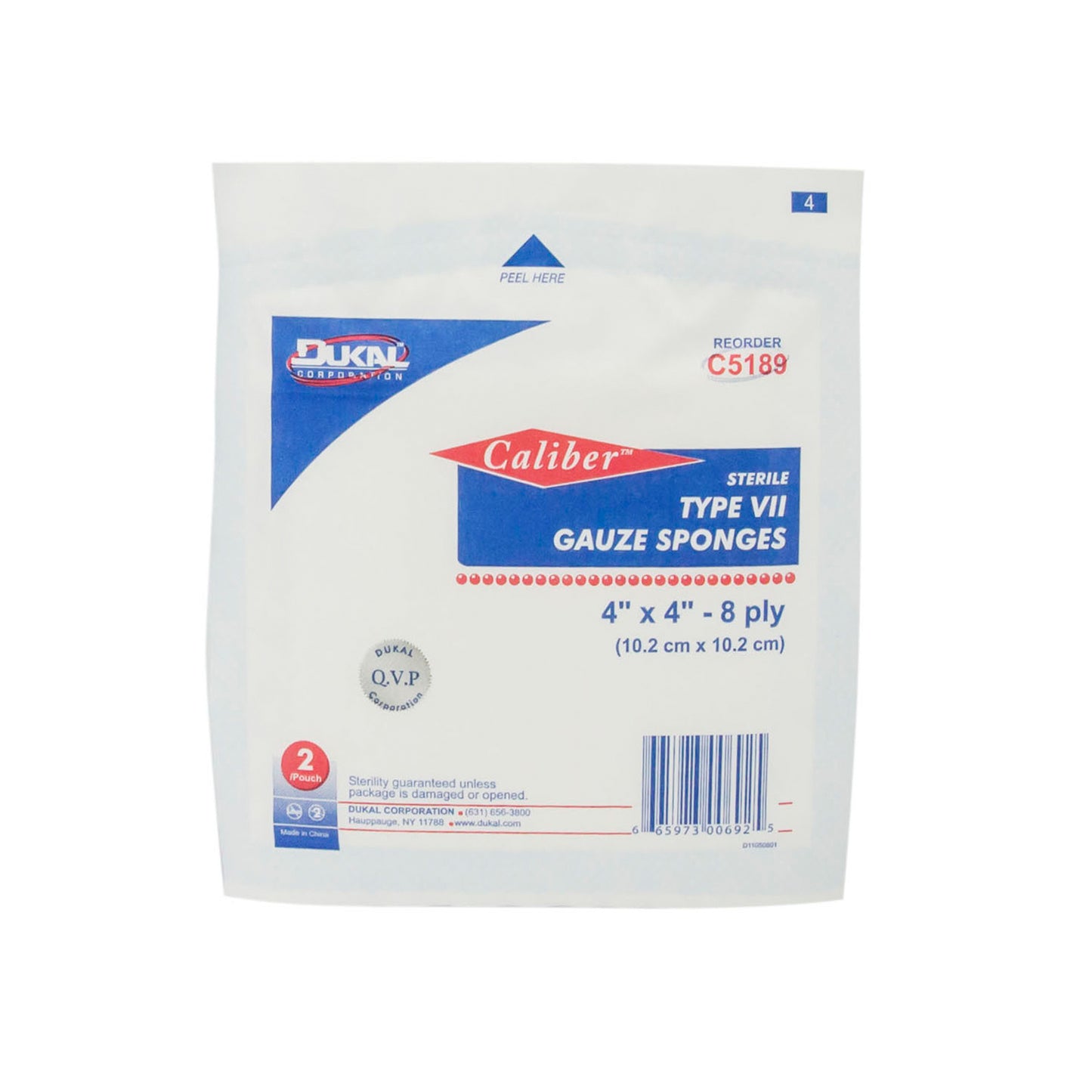 Type VII Gauze, Sterile, 4" x 4", 8-ply