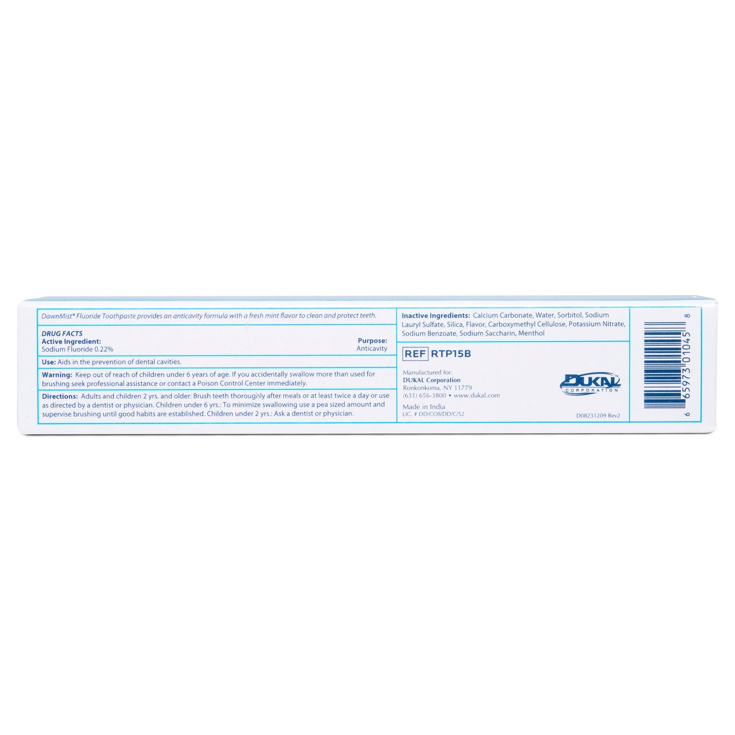 DawnMist® Toothpaste, 1.5 oz. Laminated Tube, Boxed