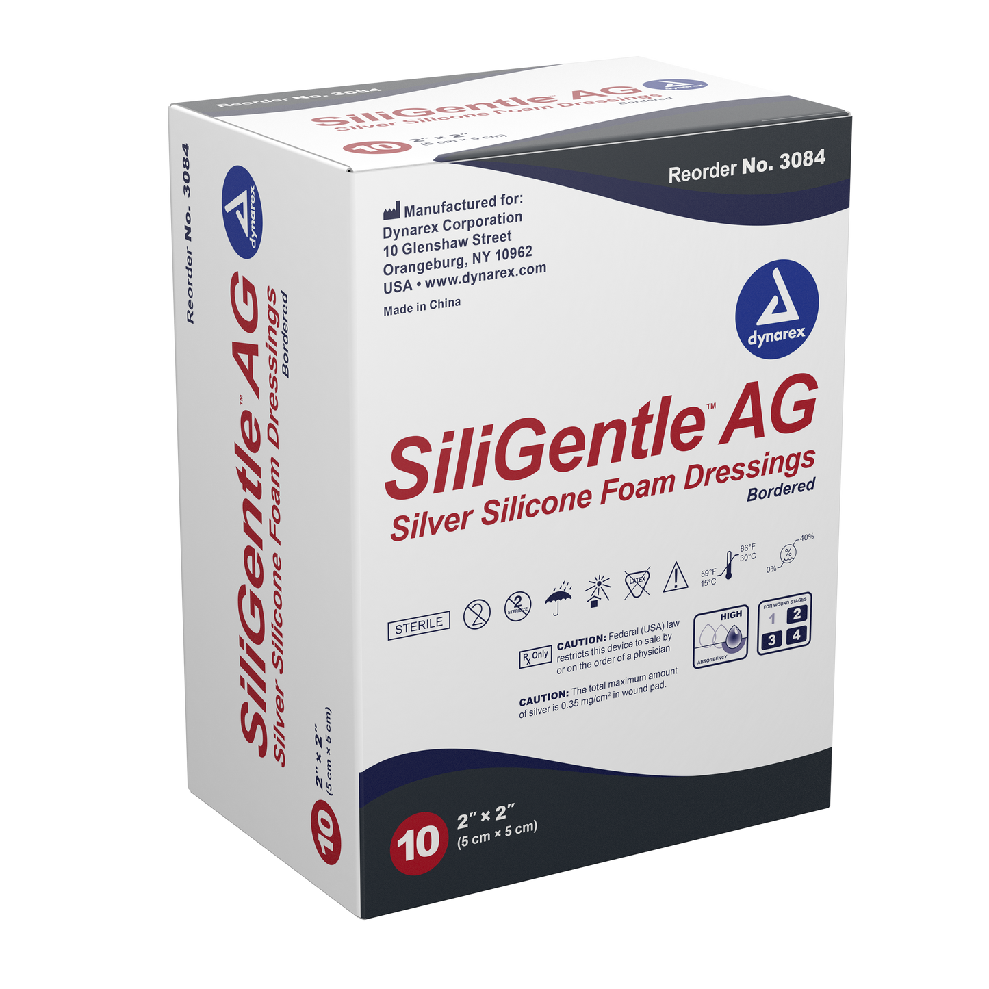SiliGentle AG Silver Silicone Bordered Foam Dressing