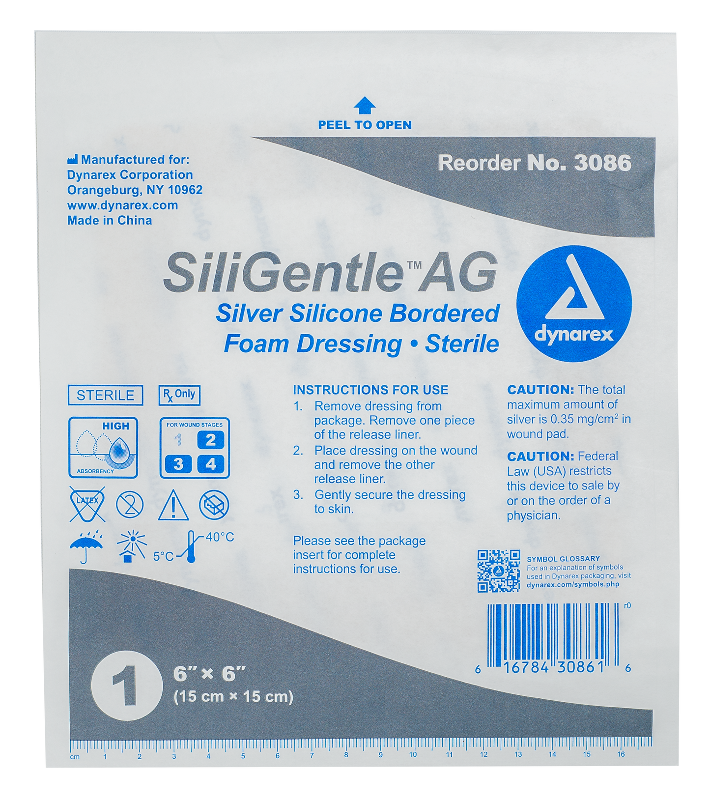 SiliGentle AG Silver Silicone Bordered Foam Dressing