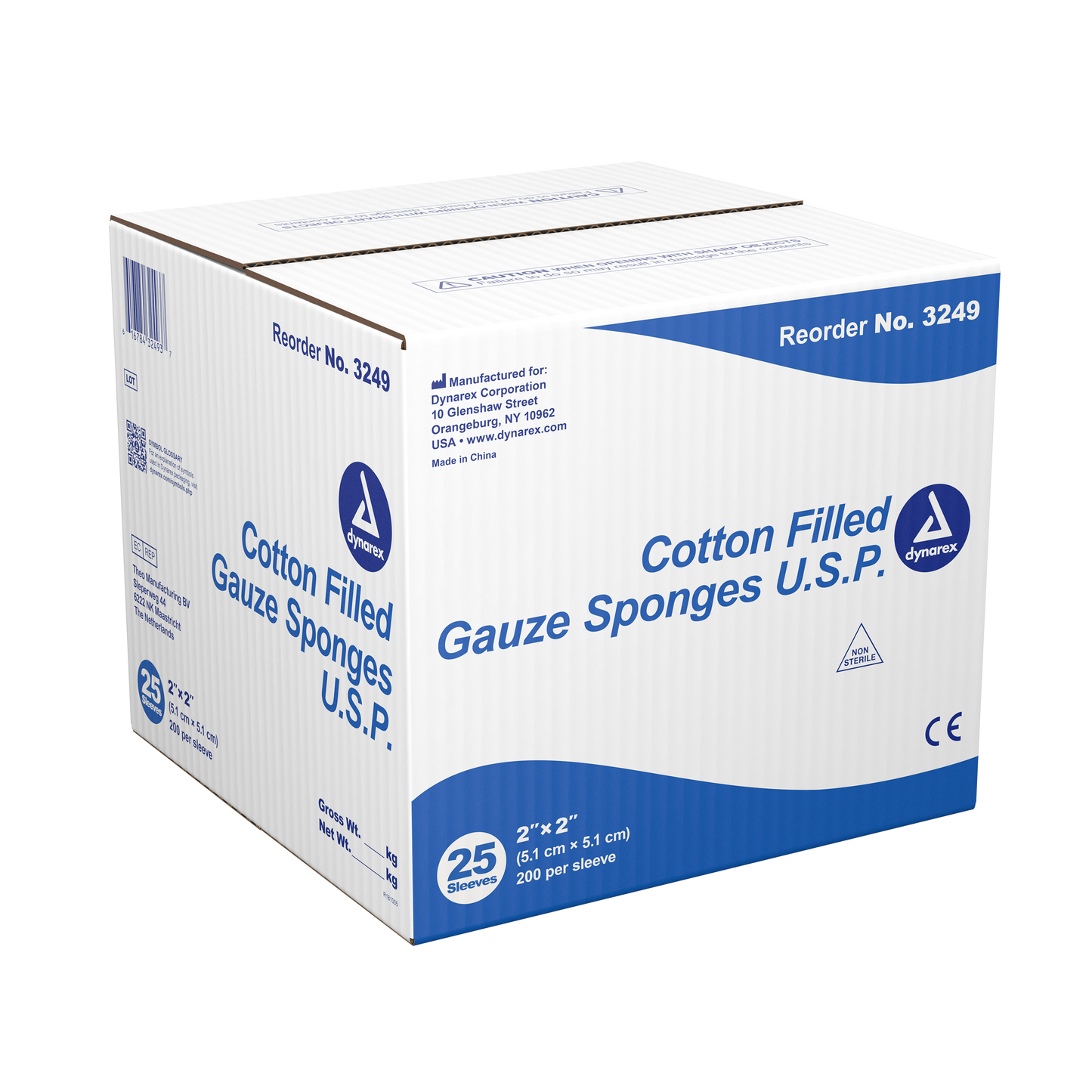 Dynarex - Cotton Filled Gauze Sponge, 2"x 2" (Exodontia Sponge)