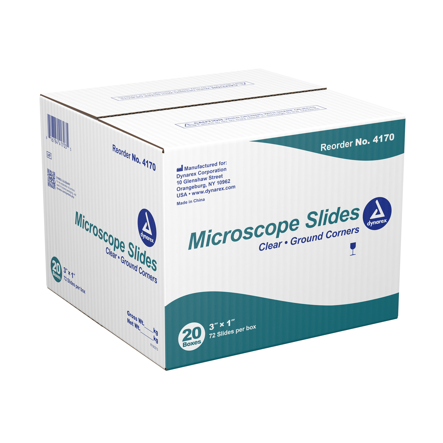 Dynarex - Microscope Slides, Corner Grounded, 3" x 1" x 1mm