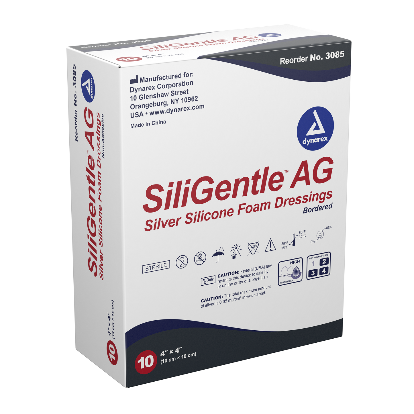 SiliGentle AG Silver Silicone Bordered Foam Dressing