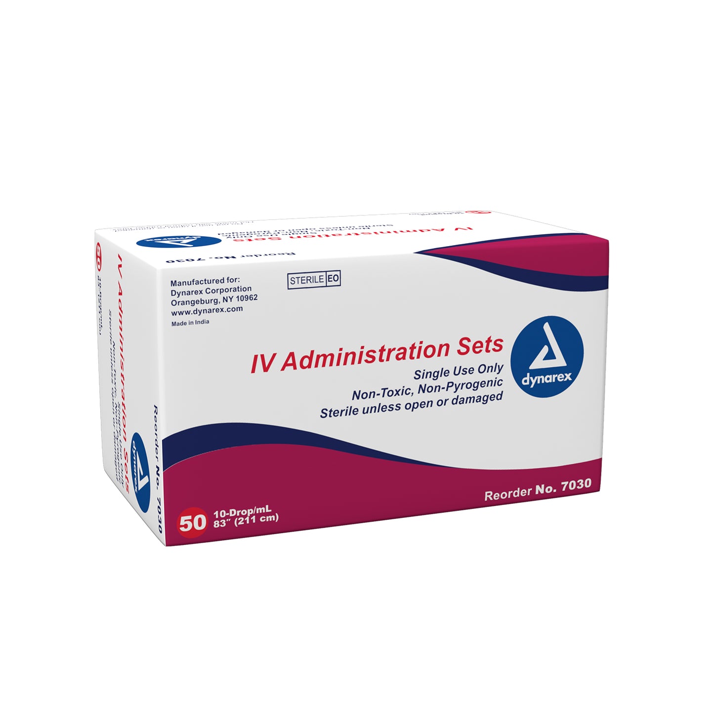 Dynarex - IV Administration set - 10 Drop, 83" - 1 Needleless Port, 1 Injection Site
