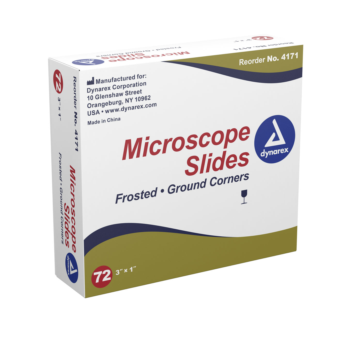 Dynarex - Microscope Slides, Corner Grounded, 3" x 1" x 1mm