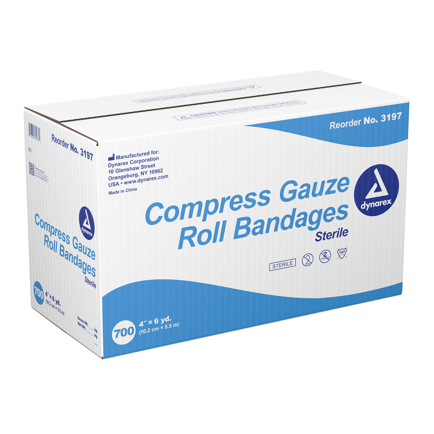 Dynarex - Compress Gauze Roll Bandage, 4" x 6 yds, Case of 700