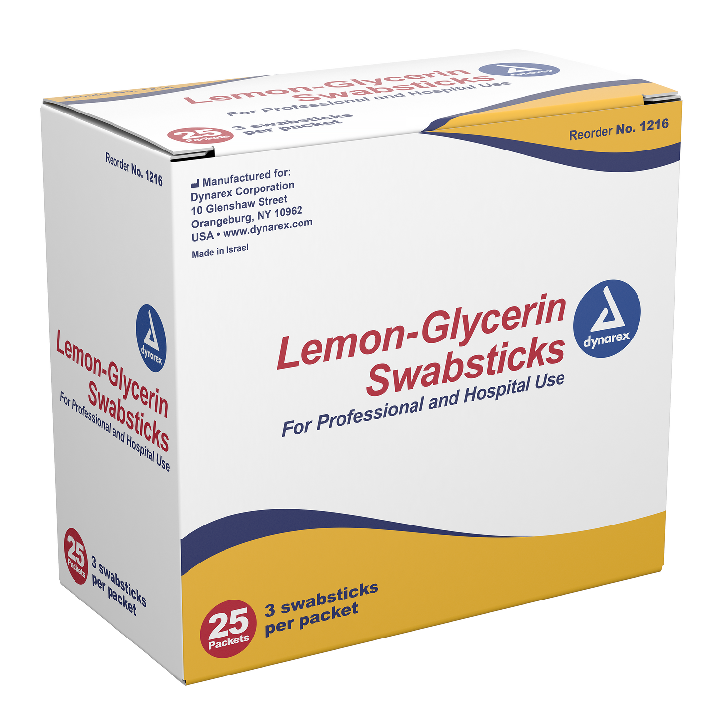 Dynarex - Lemon-Glycerin Swabsticks, 3 swabsticks per packet