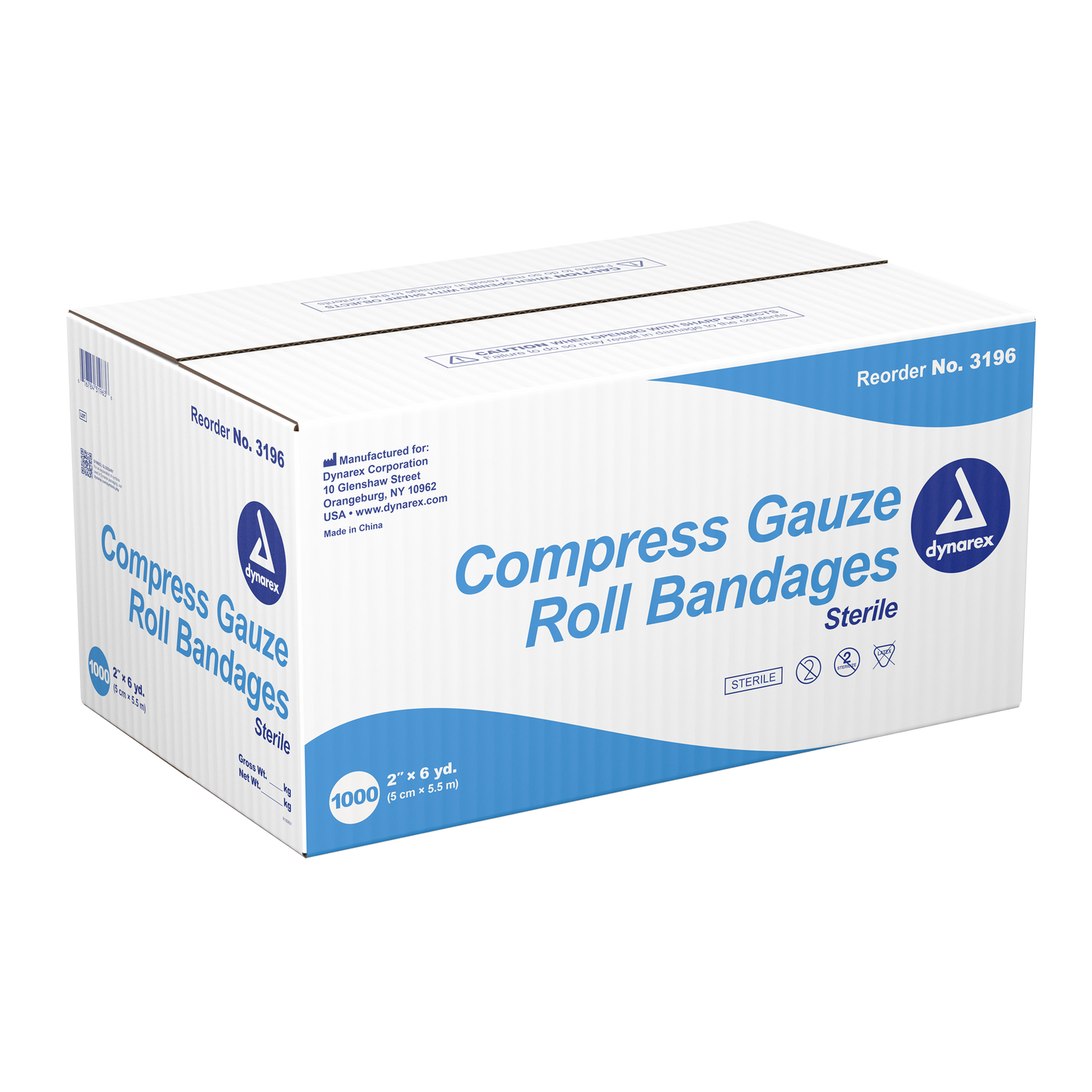 Dynarex - Compress Gauze Roll Bandage, 2" x 6 yds, Case of 1000