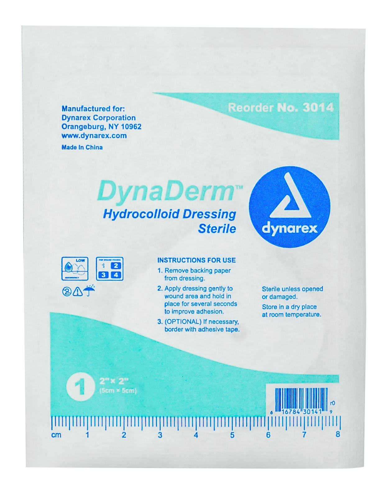 DynaDerm Hydrocolloid Dressing - Thin - 2"x2"