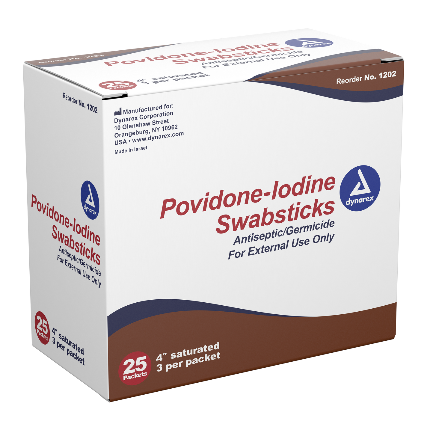 Dynarex - Povidone-Iodine Swabsticks, 3 swabsticks per packet