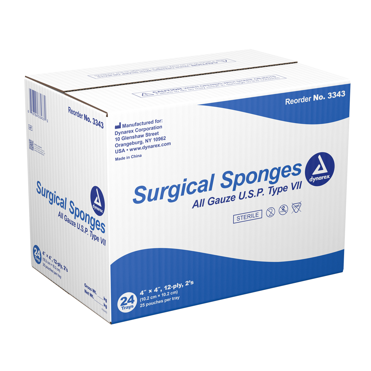 Dynarex Surgical Gauze Sponge Sterile 2's 4"x 4" 12 Ply GoBioMed