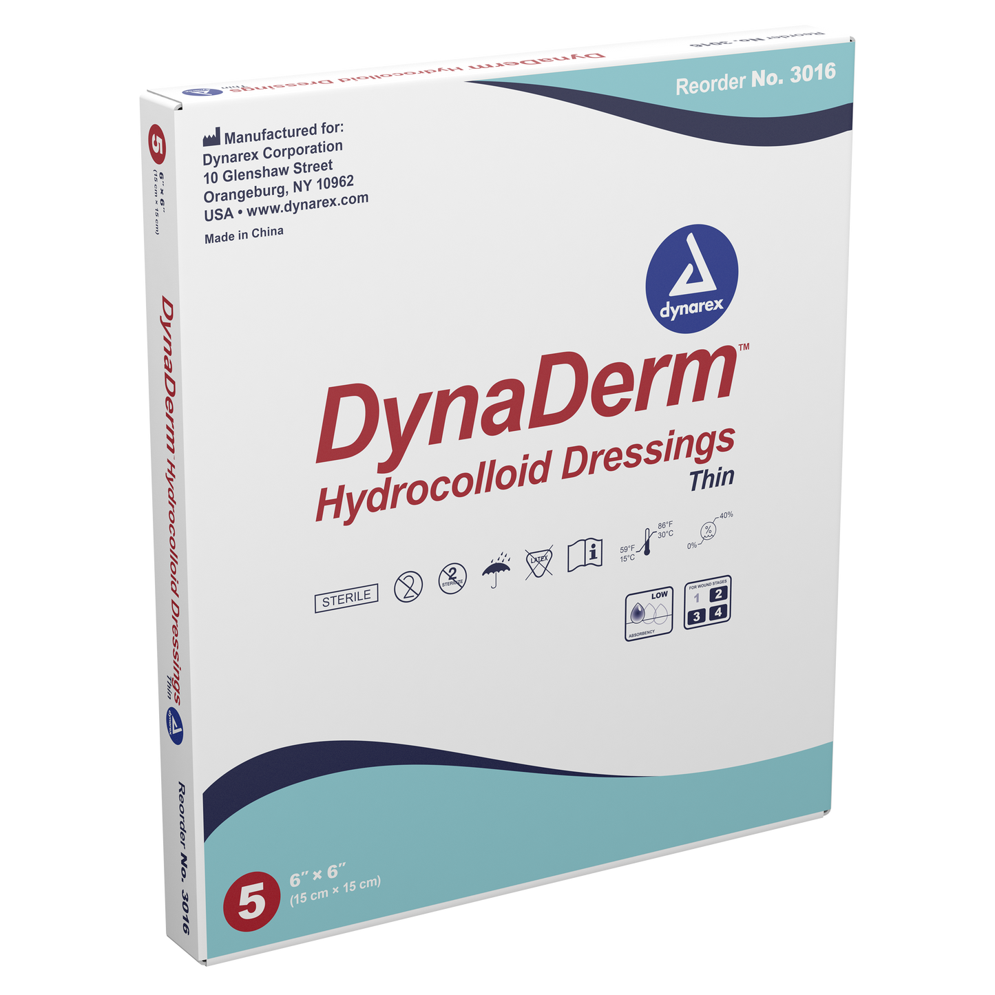 DynaDerm Hydrocolloid Dressing - Thin - 6"x6"