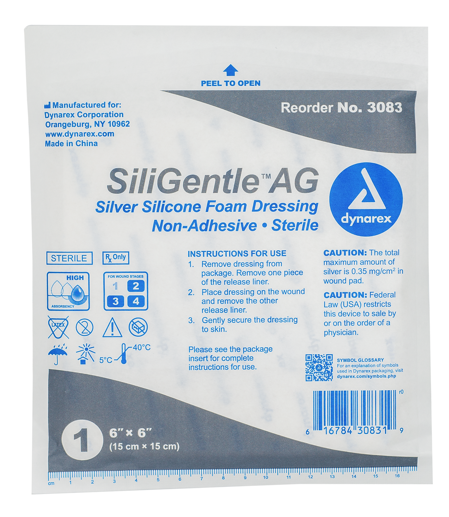 SiliGentle AG Silver Silicone Foam Dressing