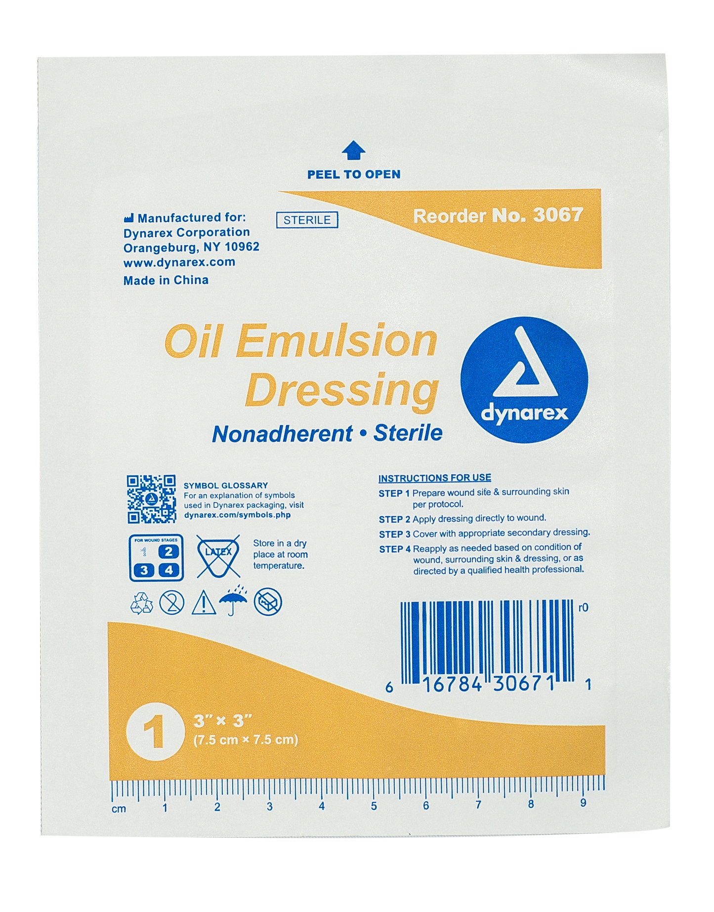 Dynarex - Oil Emulsion Dressing - 3"x3"