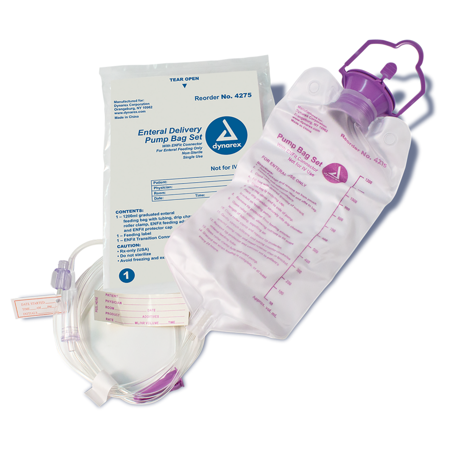 Dynarex - Enteral Delivery Pump Bag Set with ENFit connector