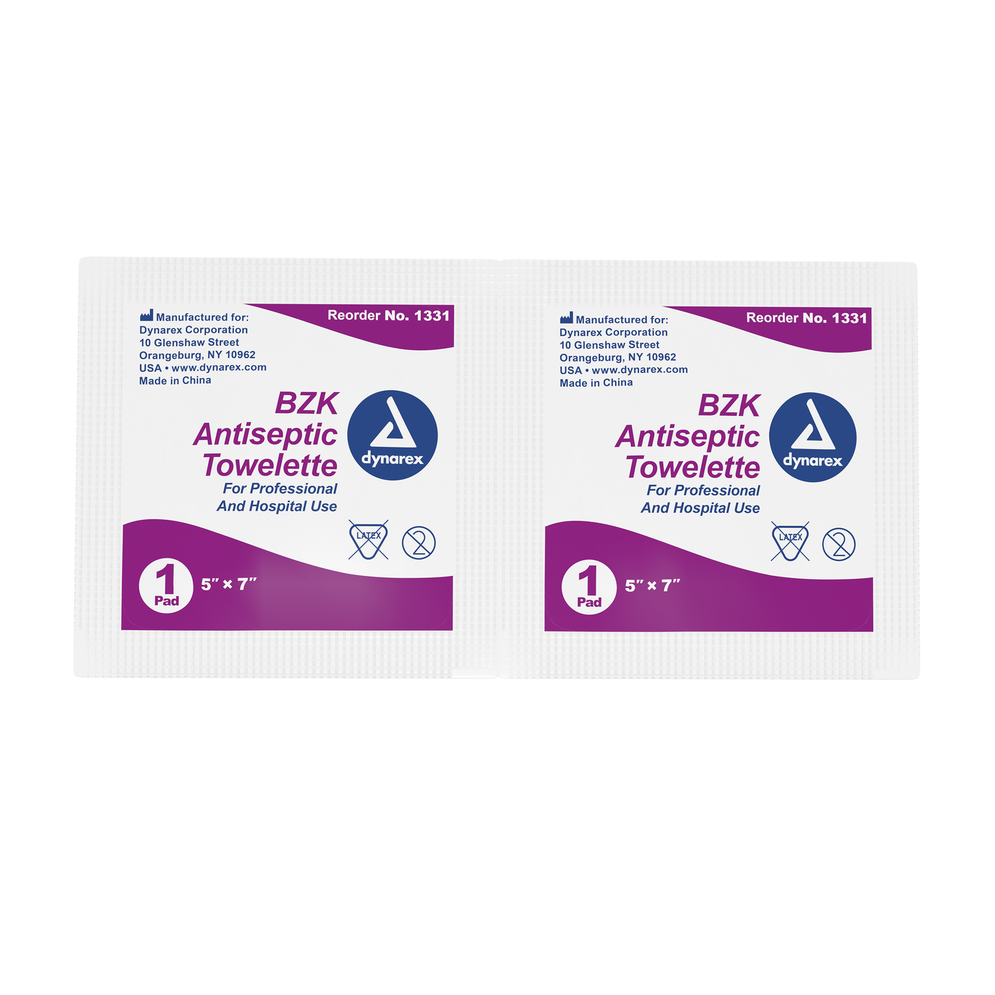 Dynarex - BZK Antiseptic Towelettes, 5" x 7"