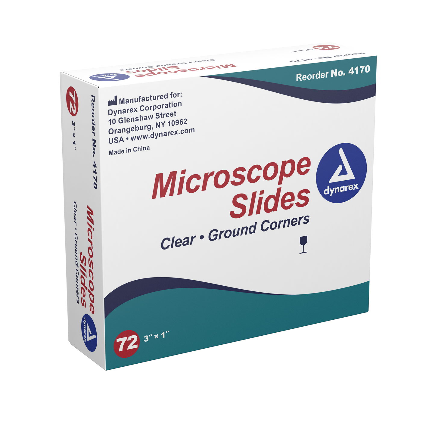 Dynarex - Microscope Slides, Corner Grounded, 3" x 1" x 1mm