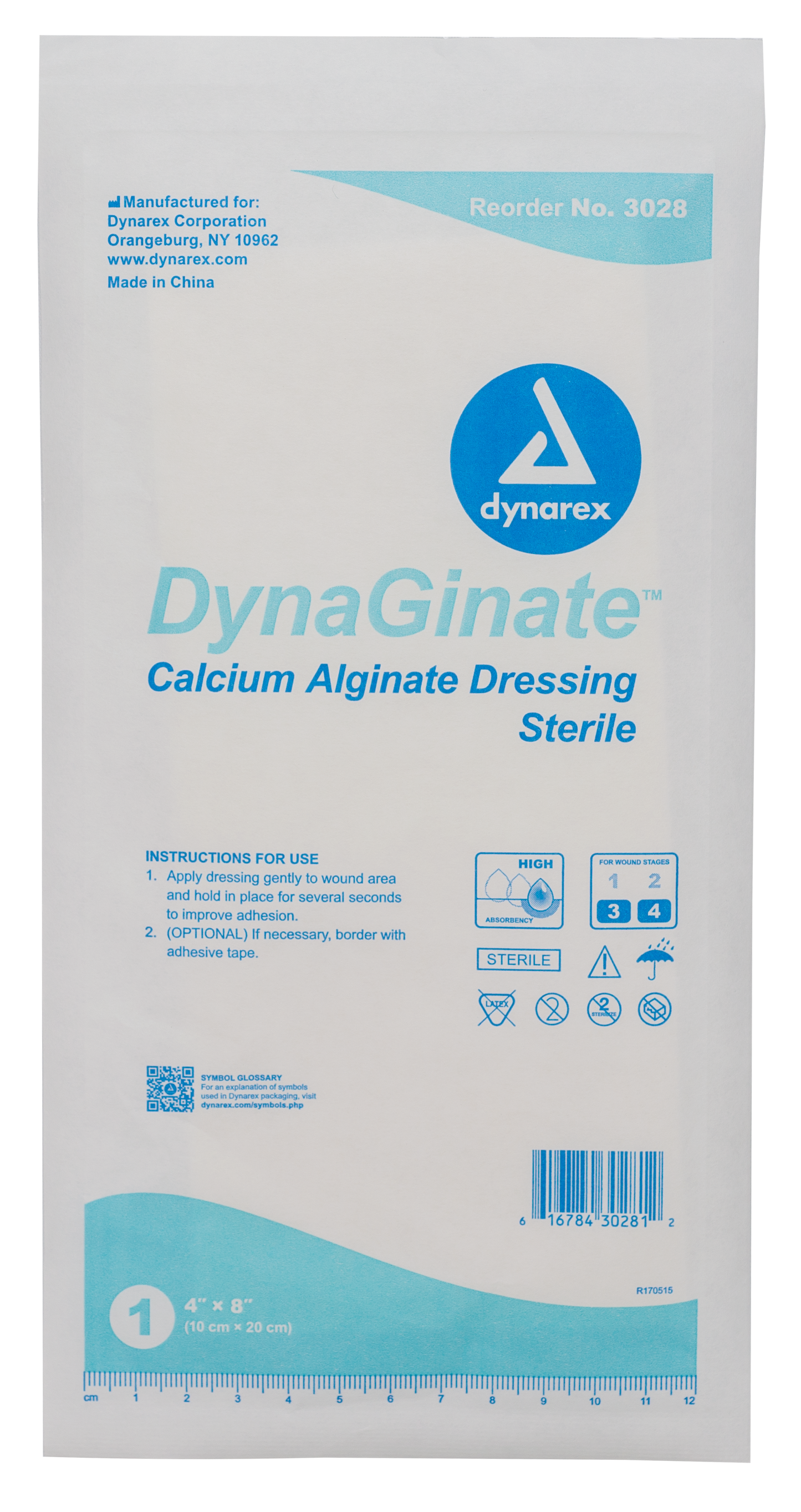 DynaGinate Calcium Alginate Dressing - 4"x8"