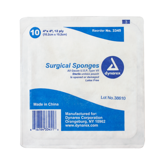 Dynarex - Sterile Surgical Gauze Sponge 10's 4"x 4" 12 Ply