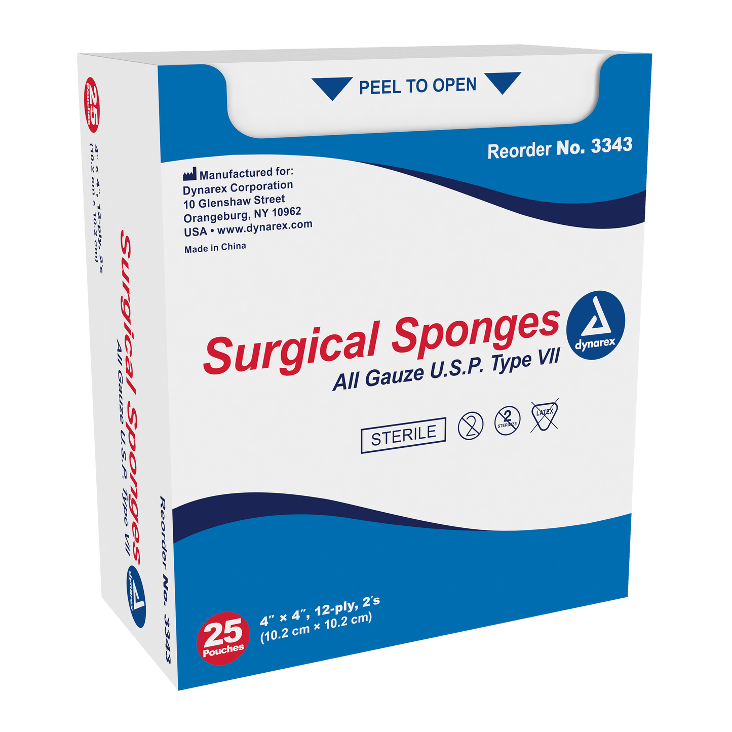 Dynarex - Surgical Gauze Sponge Sterile 2's 4"x 4" 12 Ply
