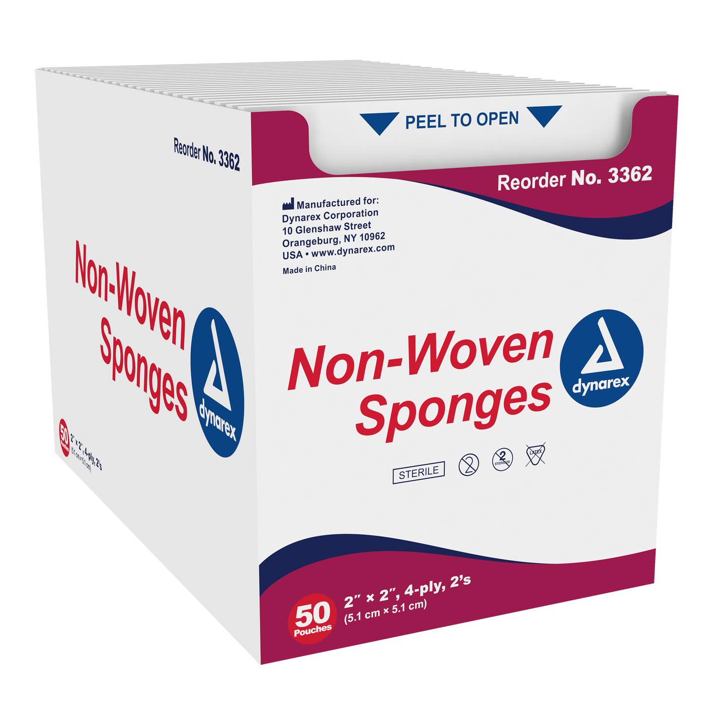 Dynarex - Non-Woven Sponge Sterile 2's 2"x 2" 4 Ply