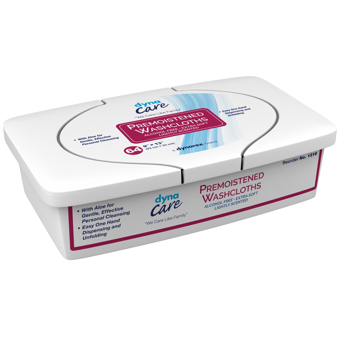 Dynarex - Premoistened Adult Washcloths, 9" x 13" - Tub
