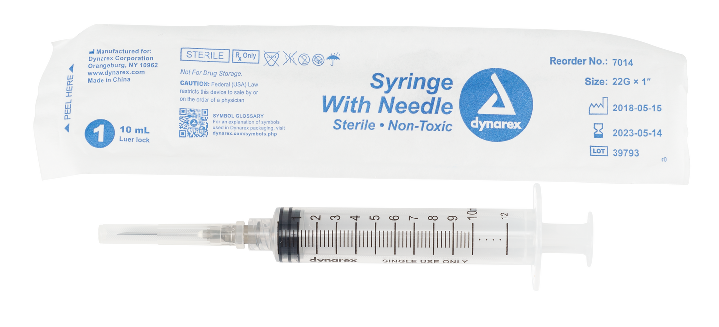 Dynarex - Syringes With Needle - 10cc