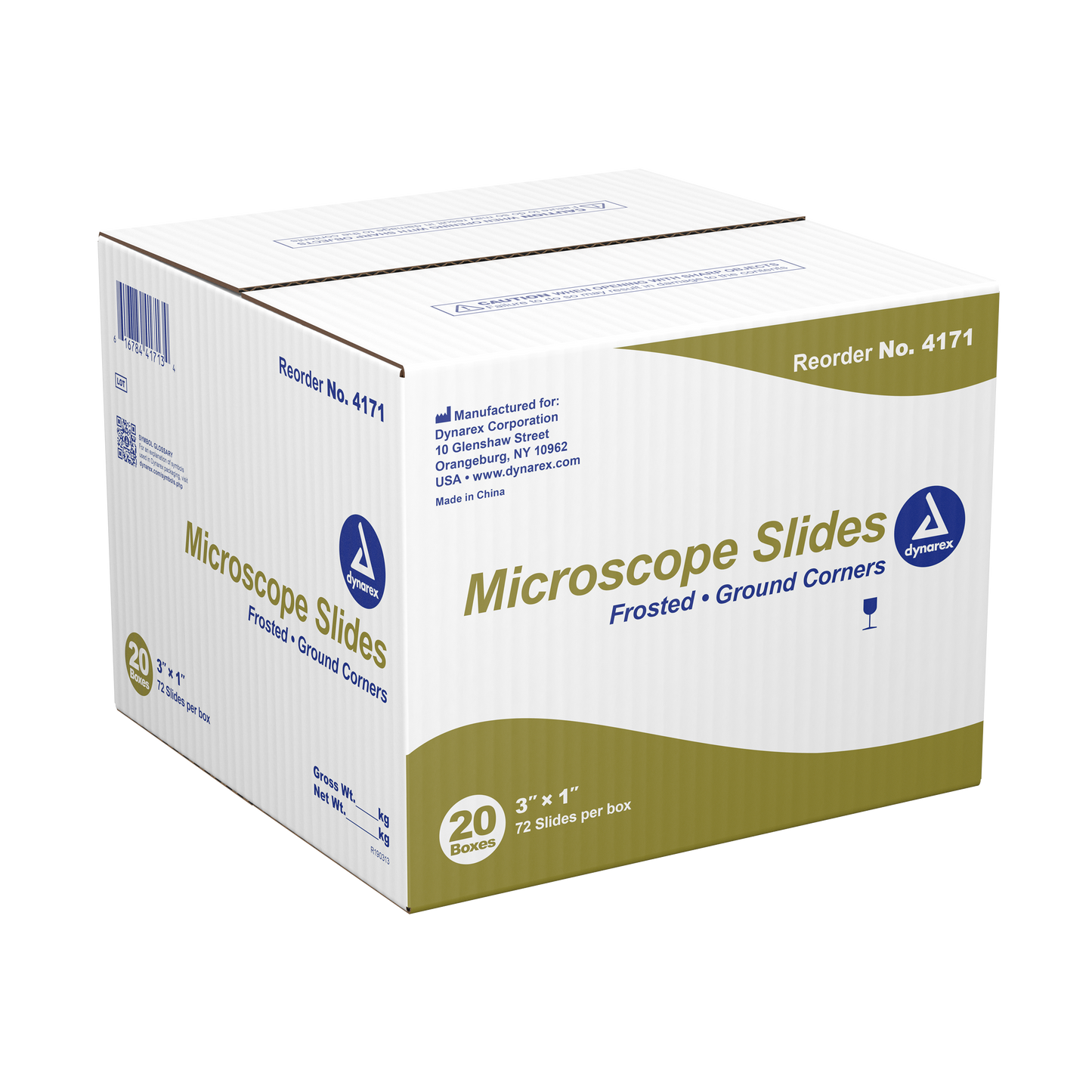 Dynarex - Microscope Slides, Corner Grounded, 3" x 1" x 1mm