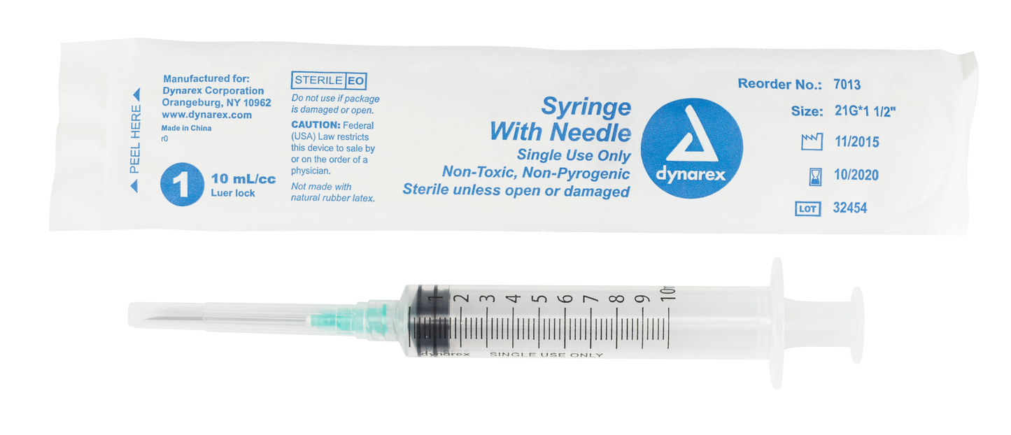 Dynarex - Syringes With Needle - 10cc