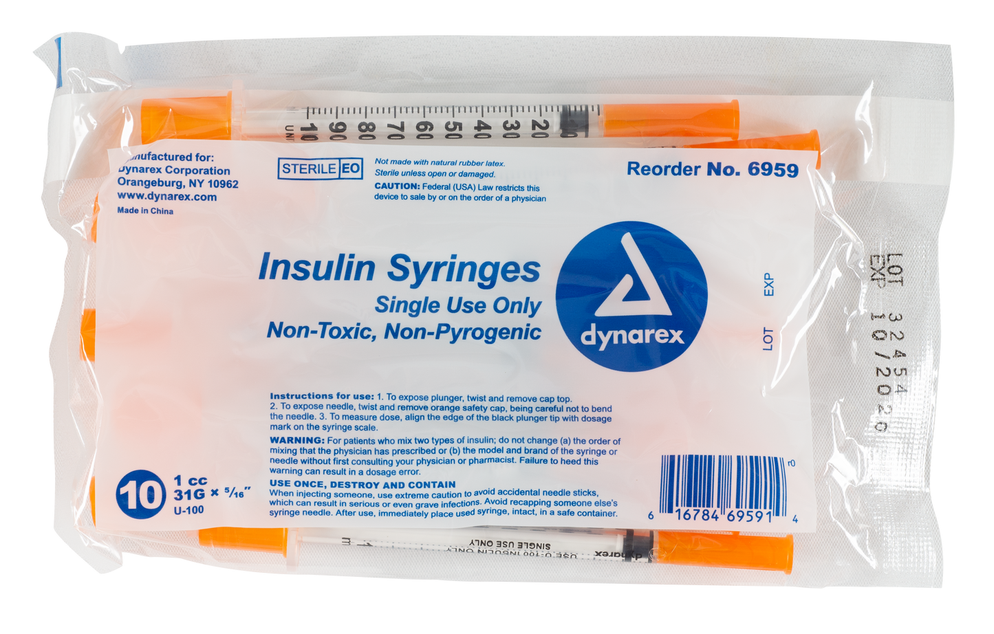 Dynarex - Insulin Syringe N/S - 1cc